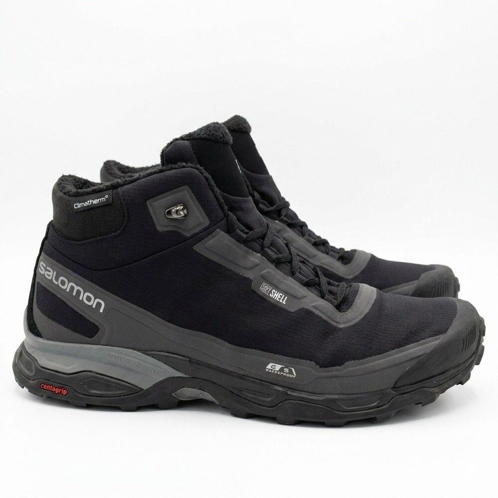 Salomon Shelter CS WP Mens 13 Black Waterproof Insulated Winter Boots Softshell